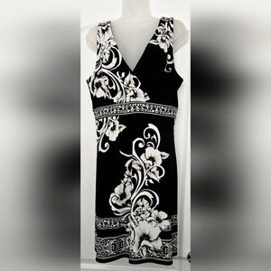 White House Black Market Floral Scroll Tank Dress Size Med Fitted Sheath Dress